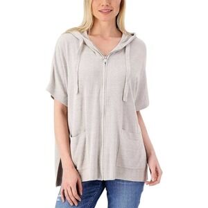 Barefoot Dreams CozyChic Ultra Lite Oversized Hoodie‎ XXS/XS Beige Zip Lounge